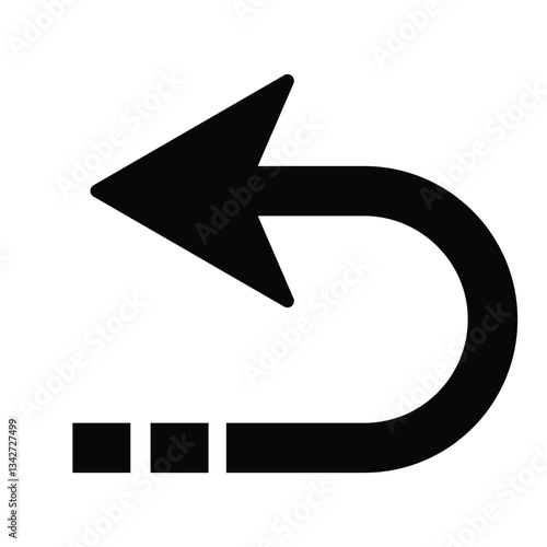 Arrow sing and symbols icon, Black go, back return arrow icon, simple vector u turn shape pointer silhouette, Back arrow icon concept vector for app, web, banner, button. Vector illustration. 