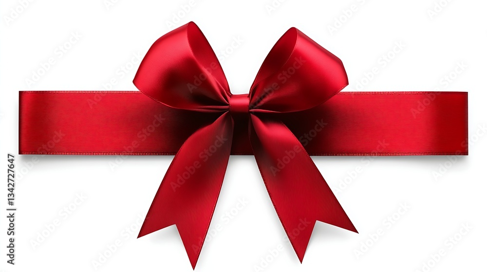 Red satin ribbon bow on white background for gifts Red satin ribbon bow on white background for gifts