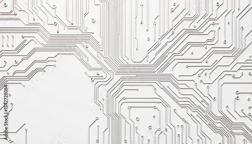 Abstract white circuit board pattern on white background, electrical, connection