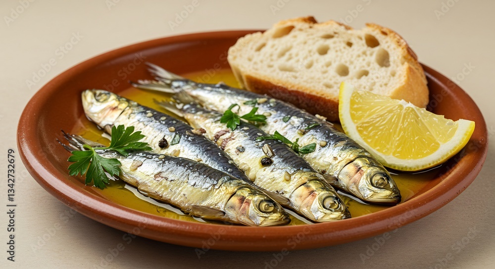 Delicious grilled sardines gleam golden brown under warm light. AI Generated Delicious grilled sardines gleam golden brown under warm light. AI Generated