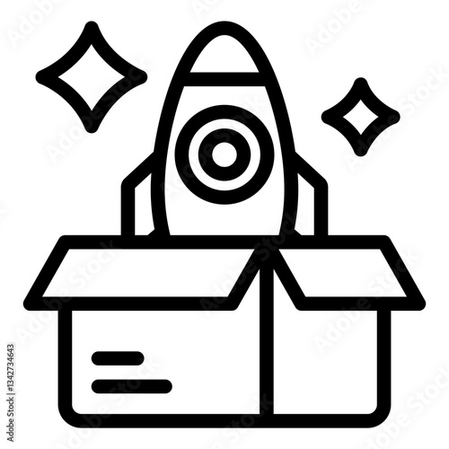 Launch product outline icon representing business startup and growth