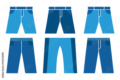 Blue denim jeans, casual cotton apparel isolated on white