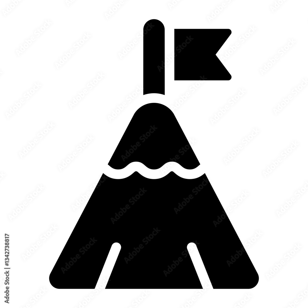 a mountain peak with a flag Icon for success a mountain peak with a flag Icon for success