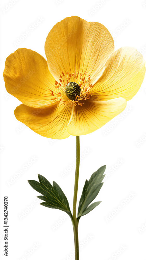 Obraz premium a buttercup isolated on a white background, a high-resolution photograph,