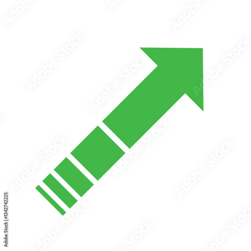 green arrow pointing up flat design right direction symbol of progress and profit