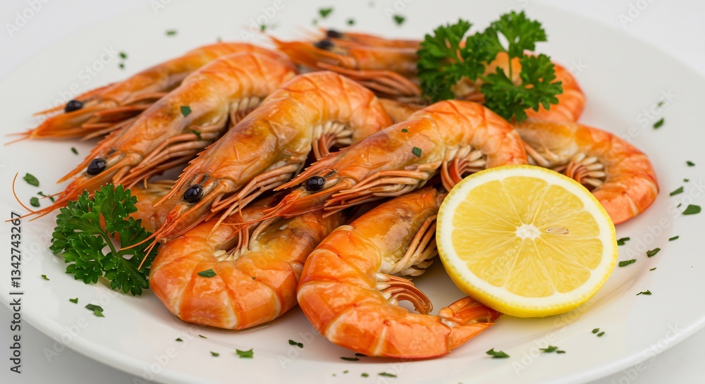 Delicious grilled shrimp plate brightly lit. AI Generated Delicious grilled shrimp plate brightly lit. AI Generated