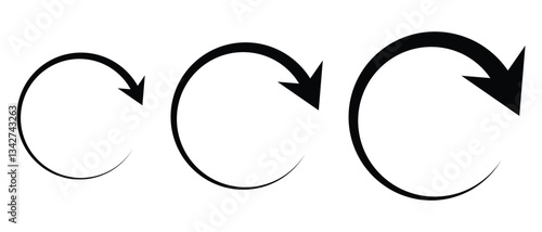 Circle arrows icon set. Different circular arrows icon,  different thickness. rotate arrow icon sign and symbol, Vector illustration. 