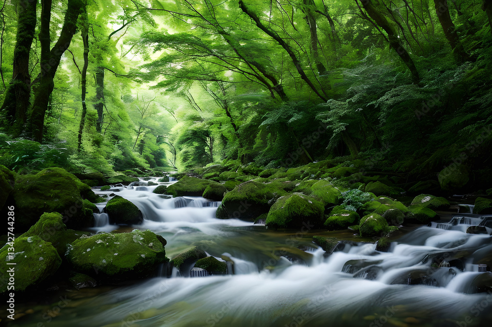 森の中の小川 森の中の小川