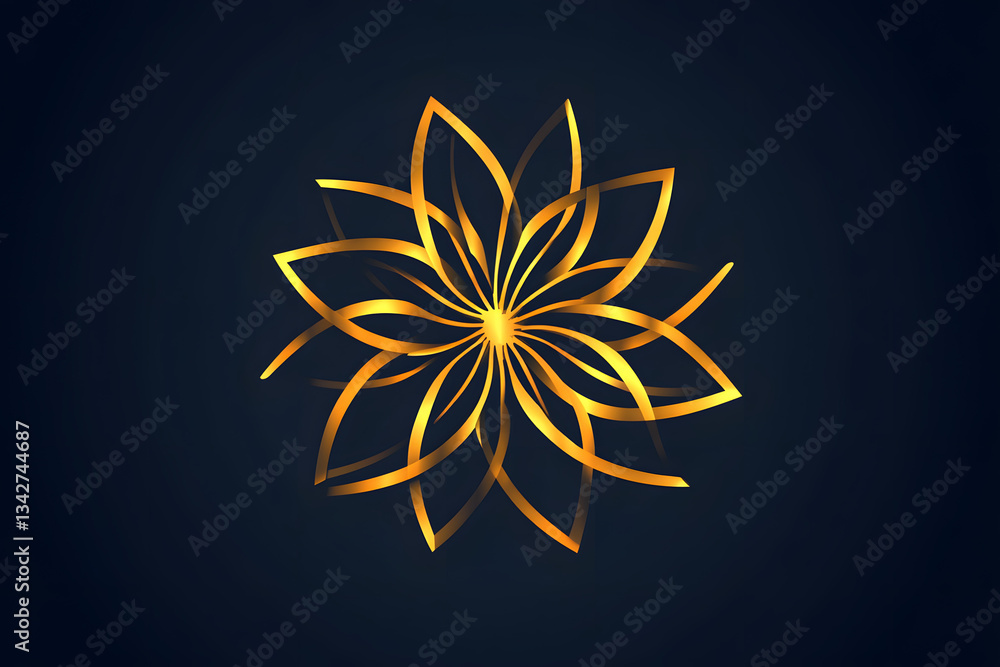 Golden Flower Design: Elegant Abstract Art Golden Flower Design: Elegant Abstract Art