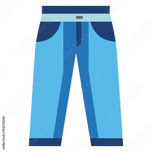 Isolated blue denim jeans, a casual cotton apparel object