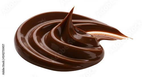 Swirl of Rich Dark Chocolate Creamy Dessert isolated on White Background