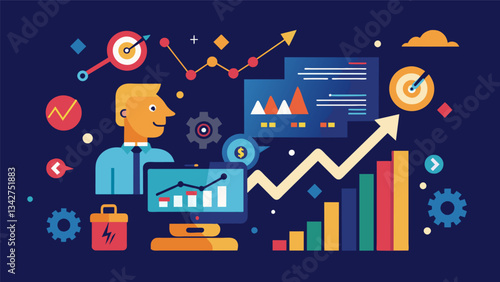 As technology continues to advance so do financial market algorithms constantly evolving and improving their ods for efficient and profitable trading.. Vector illustration