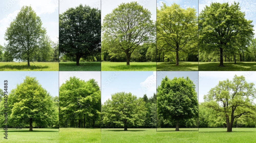 Trees in a park at different times of day Trees in a park at different times of day
