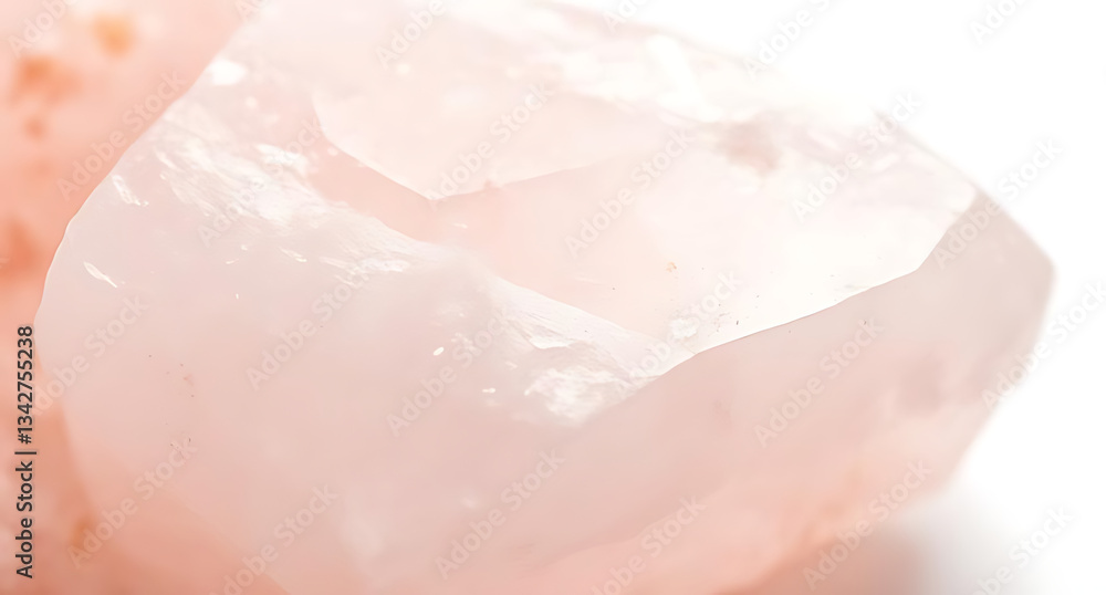 Fototapeta premium close-up shot of a raw rose quartz crystal with soft light highlighting its natural pink hues and textures