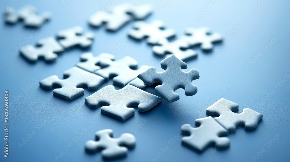 A jigsaw puzzle set against a blue background symbolizes business success. A jigsaw puzzle set against a blue background symbolizes business success.