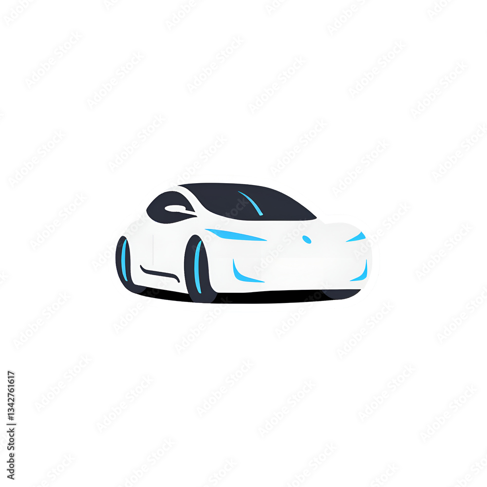 White Car Vector: Modern Auto Illustration for Transport & Design