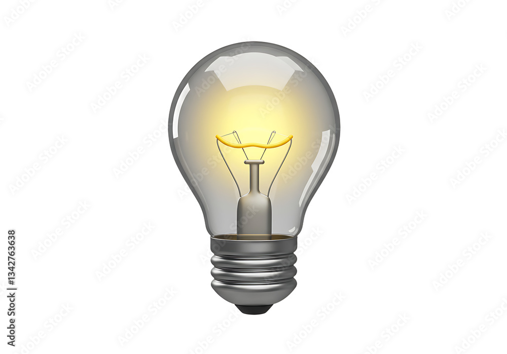 Illuminated Lightbulb on White Background Symbolizing Idea Generation and Creativity Illuminated Lightbulb on White Background Symbolizing Idea Generation and Creativity