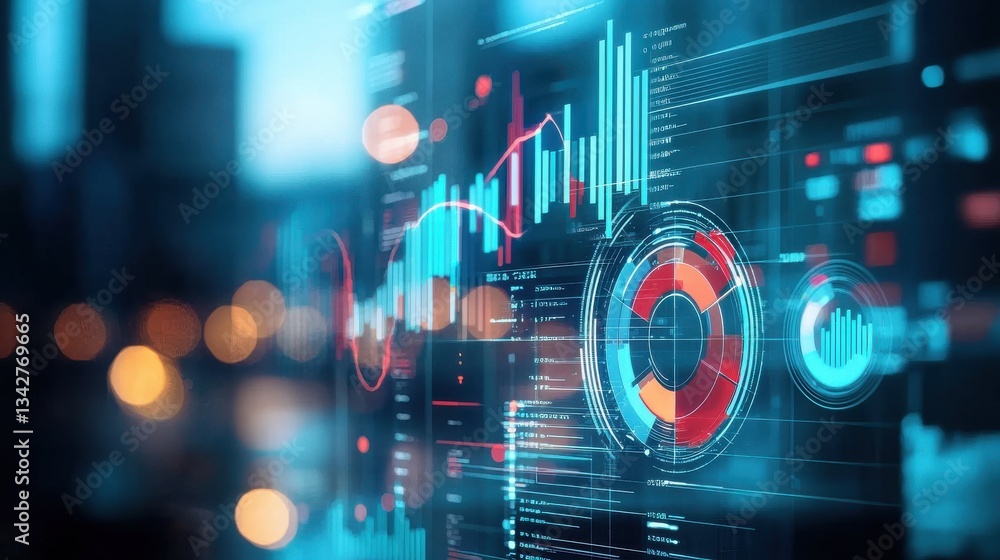 Abstract Data Visualization with Charts and Graphs on Digital Screen Abstract Data Visualization with Charts and Graphs on Digital Screen