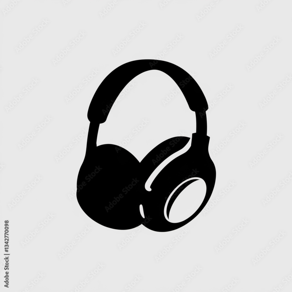Minimalist headphone icon with padded ear cups and headband Minimalist headphone icon with padded ear cups and headband