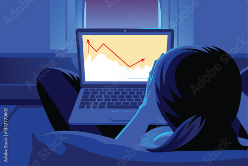 A person comfortably seated on a modern couch, engrossed in work on a laptop.  Natural light illuminates the scene.