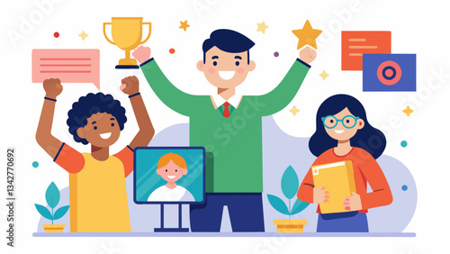 The display also celebrates the achievements of students with special needs showcasing their resilience and determination.. Vector illustration