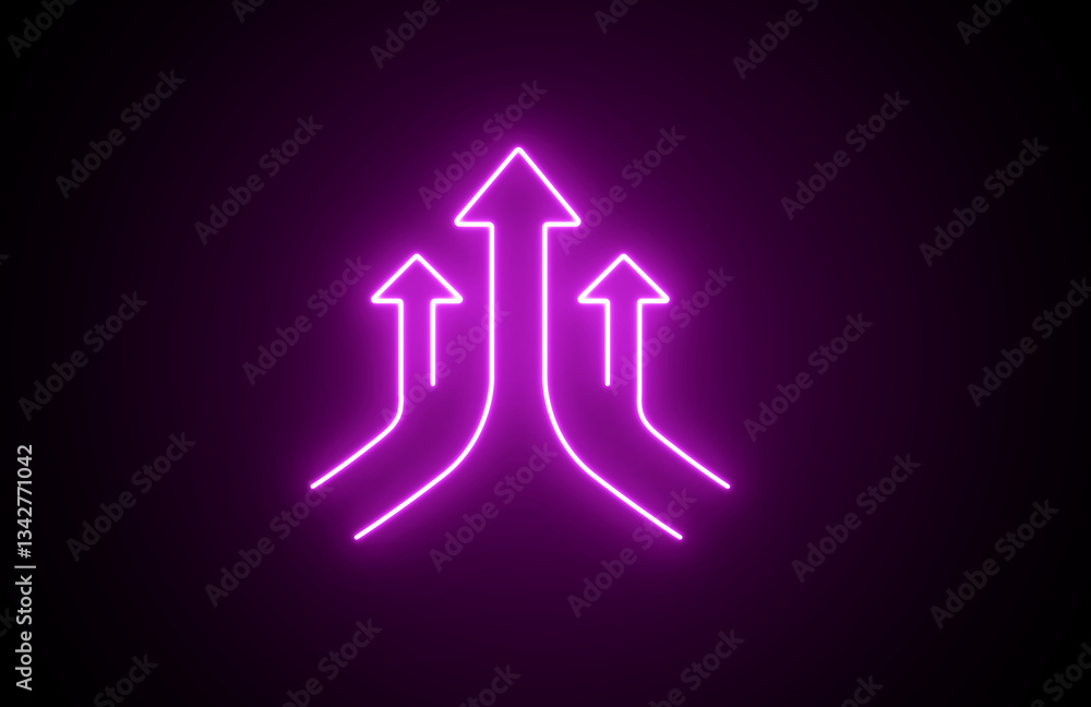 Velocity, efficiency, neon arrow growth icon. Bright arrow Competition symbol. Velocity, efficiency, neon arrow growth icon. Bright arrow Competition symbol.