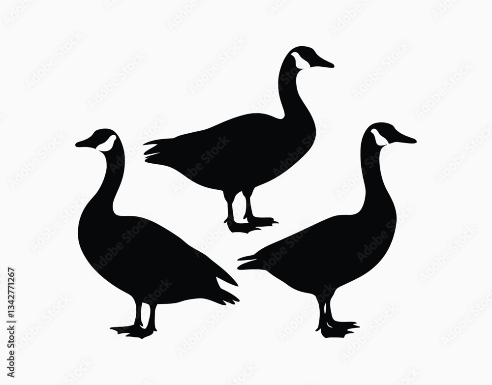 Fototapeta premium Goose Silhouette Vector Template Collection