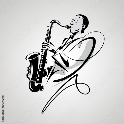 Man playing saxophone in modern jazz music concept