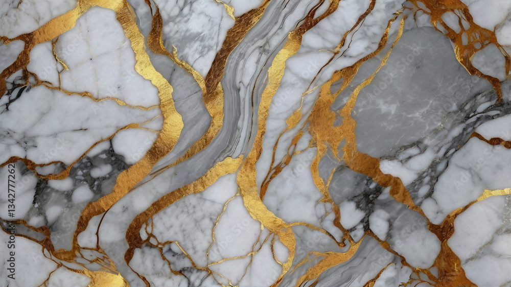 Obraz premium Elegant Gray and White Marble Texture with Gold Veins (3)