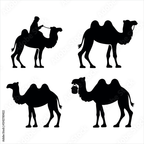 silhouette of camels