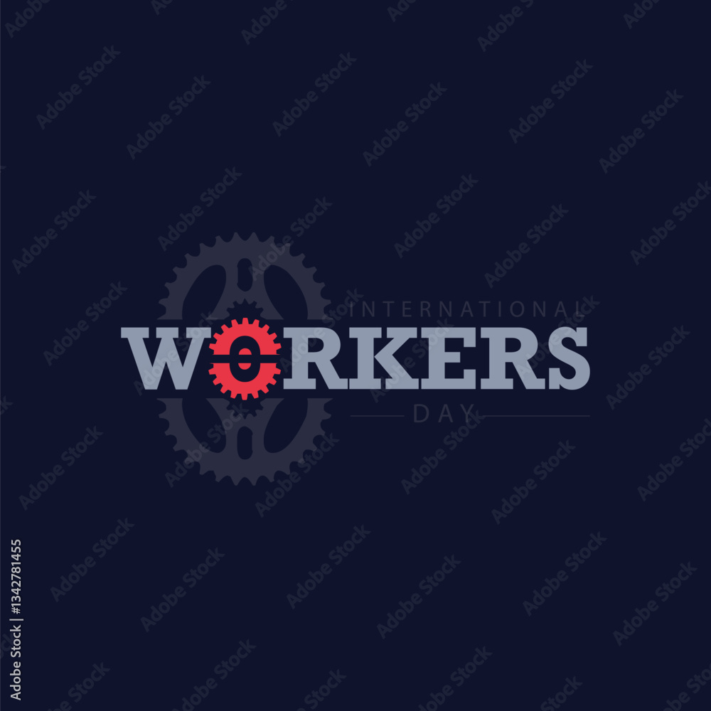 Fototapeta premium International Workers Day Logo with Industrial Gears