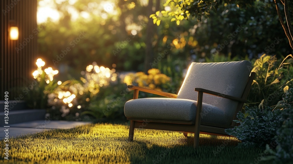 Fototapeta premium Sunset Garden Chair Relaxation