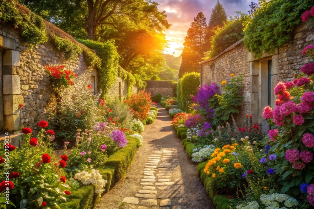 Fototapeta premium Picturesque Flower Garden Pathway