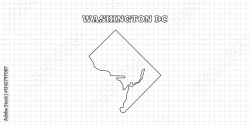 Washington DC map travel with outline simple drawing version Illustration