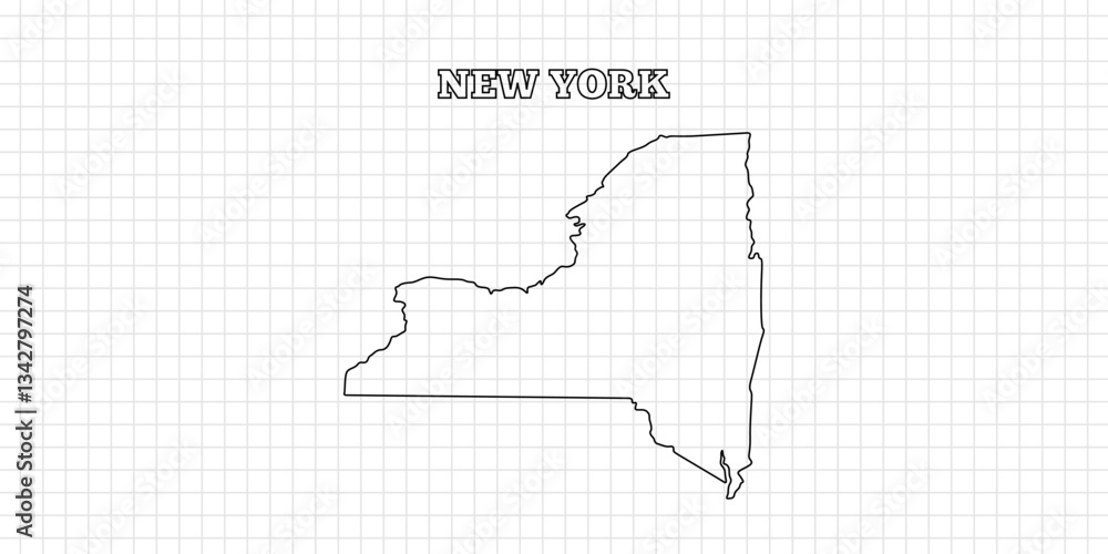 New york map travel with outline simple drawing version Illustration New york map travel with outline simple drawing version Illustration