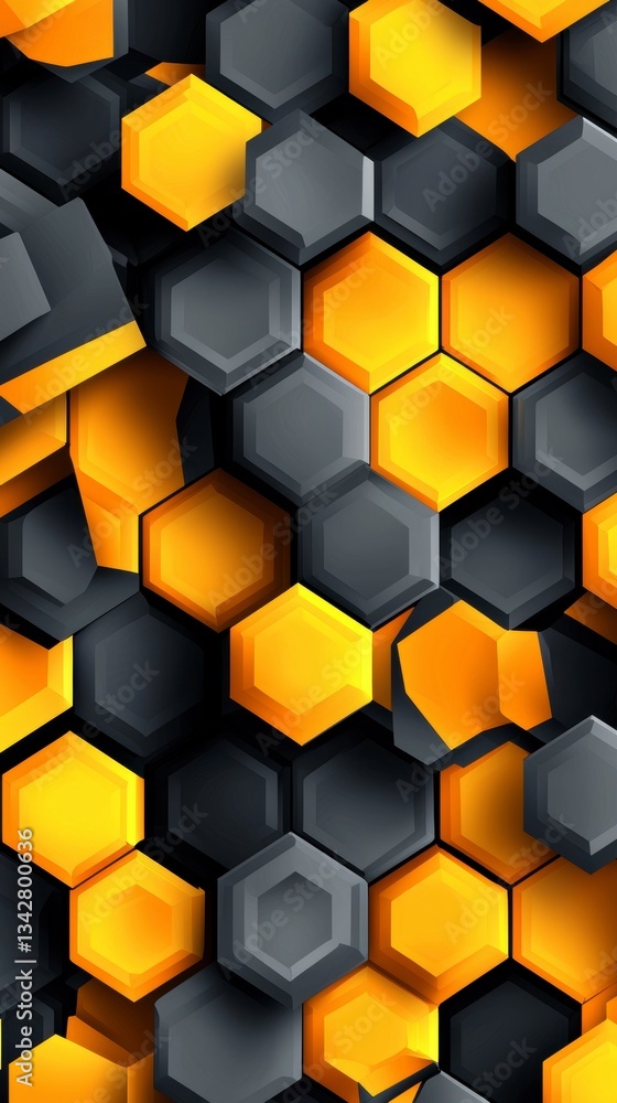 Abstract Hexagon Pattern in Yellow and Gray Abstract Hexagon Pattern in Yellow and Gray