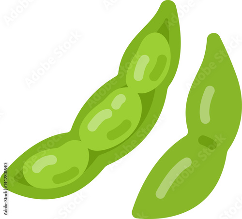 皮のついた、枝豆のアイコンのイラスト