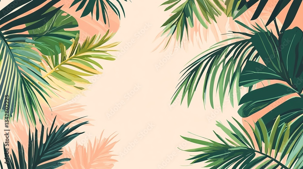 Summer Palms Illustration: Tropical Vibe with Palm Trees and Holiday Atmosphere Summer Palms Illustration: Tropical Vibe with Palm Trees and Holiday Atmosphere