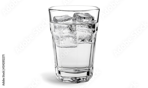 Glass of Sparkling Water with Ice Cubes