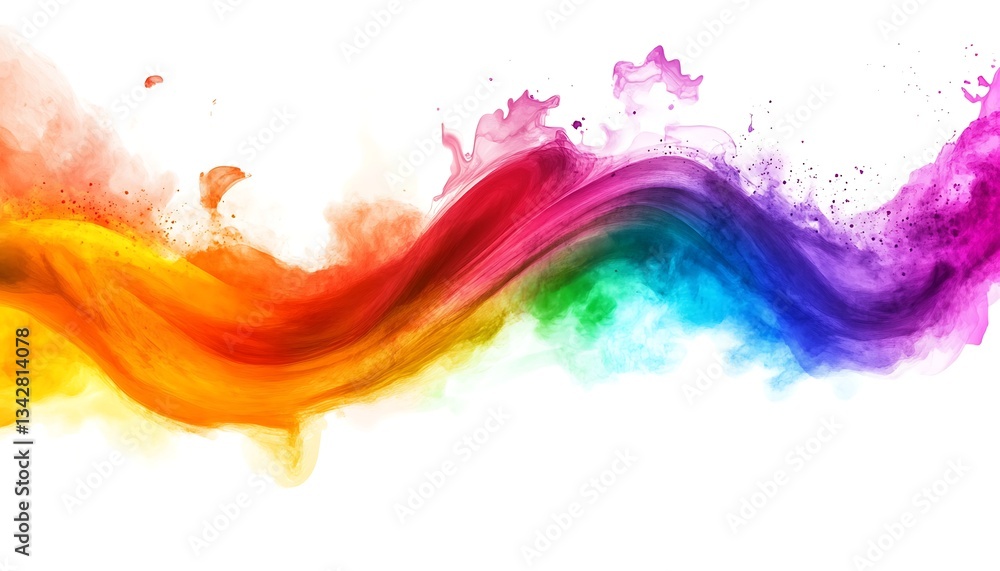 Colorful wave flowing across white background, modern design Colorful wave flowing across white background, modern design