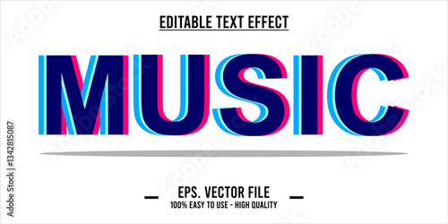 typography MUSIC word art illustration, editable text effect, eps file format