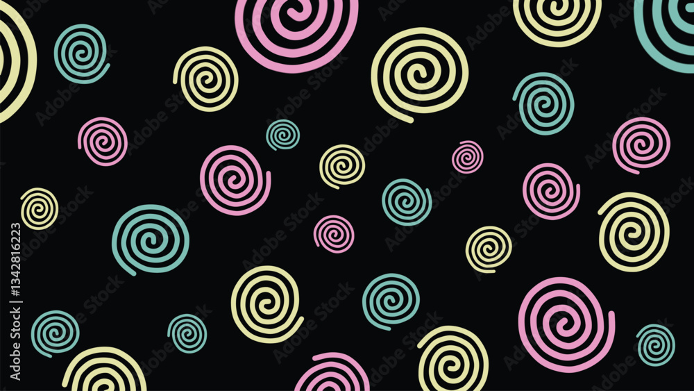 Colorful Spiral Pattern on Black Background – Vibrant and Trendy Abstract Design for Modern Projects printable Colorful Spiral Pattern on Black Background – Vibrant and Trendy Abstract Design for Modern Projects printable