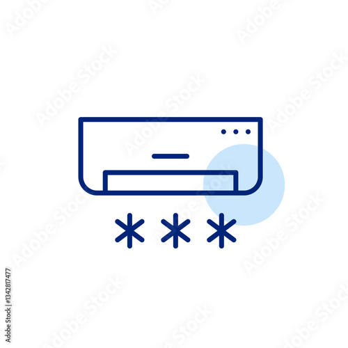 AC unit and snowflakes. Frost prevention and cooling efficiency in refrigeration and HVAC systems. Pixel perfect, editable stroke icon