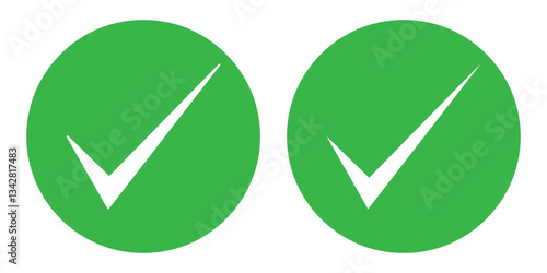Green tick - symbol of certification and verification on social media and social network. Verified and certified official account and profile. Symbol, sign and icon. Green tick verified badge icon. 