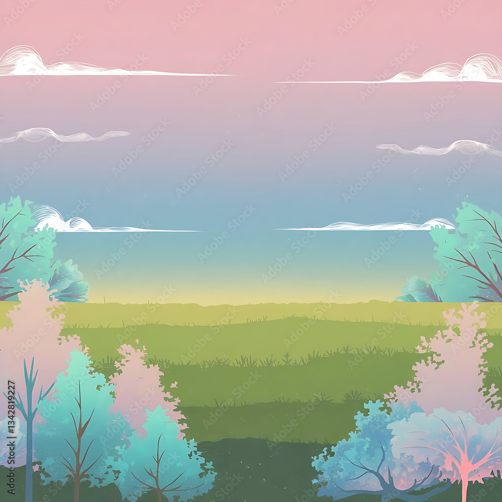 Fototapeta premium summer landscape with clouds