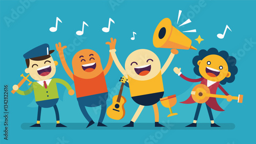 Smiles and cheers erupted from the crowd as the school band flawlessly transitioned from one piece to the next displaying their mastery over different genres of music.. Vector illustration
