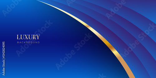 Luxury blue background with golden curves for use as design background.
