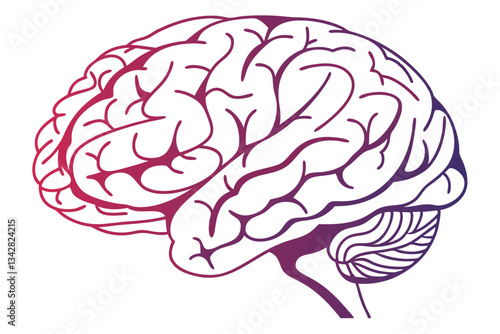 Digital Mind A Futuristic Colored Brain Vector