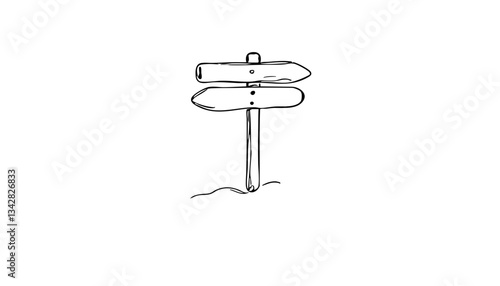 Directional signpost illustration in a minimalistic style  on a transparent background