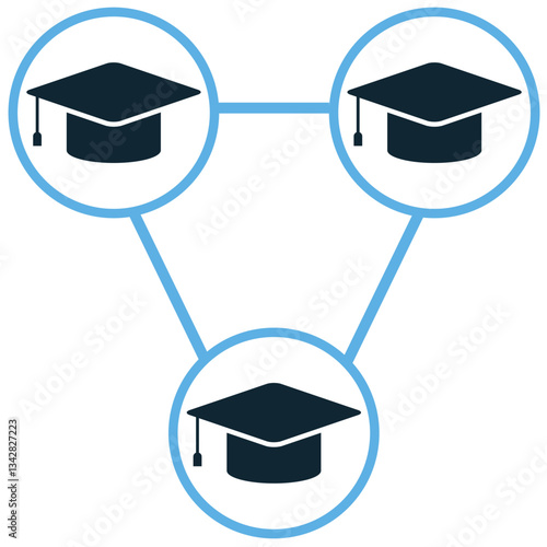 university networking icon vector symbolizing student connections, academic collaboration, and professional mentoring. Ideal for education, research, and career guidance.